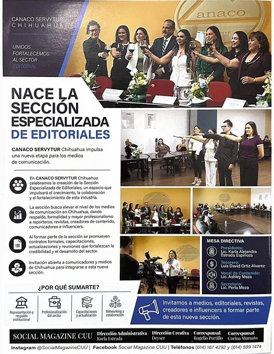 Ejemplo de contraportada publicada en Social Magazine: CANACO Servytur Chihuahua